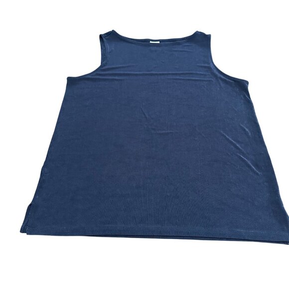 Chico's Shirt Size 3 XL Navy Blue Traveler Classic Side-Slit Tank India Ink - Picture 9 of 10